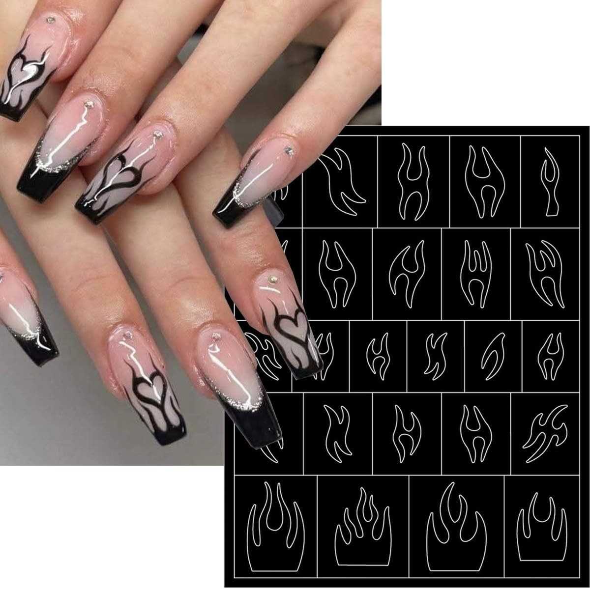 6 Sheets Colorful 3D Nail Art Stickers & Stencils for French & DIY Manicure
