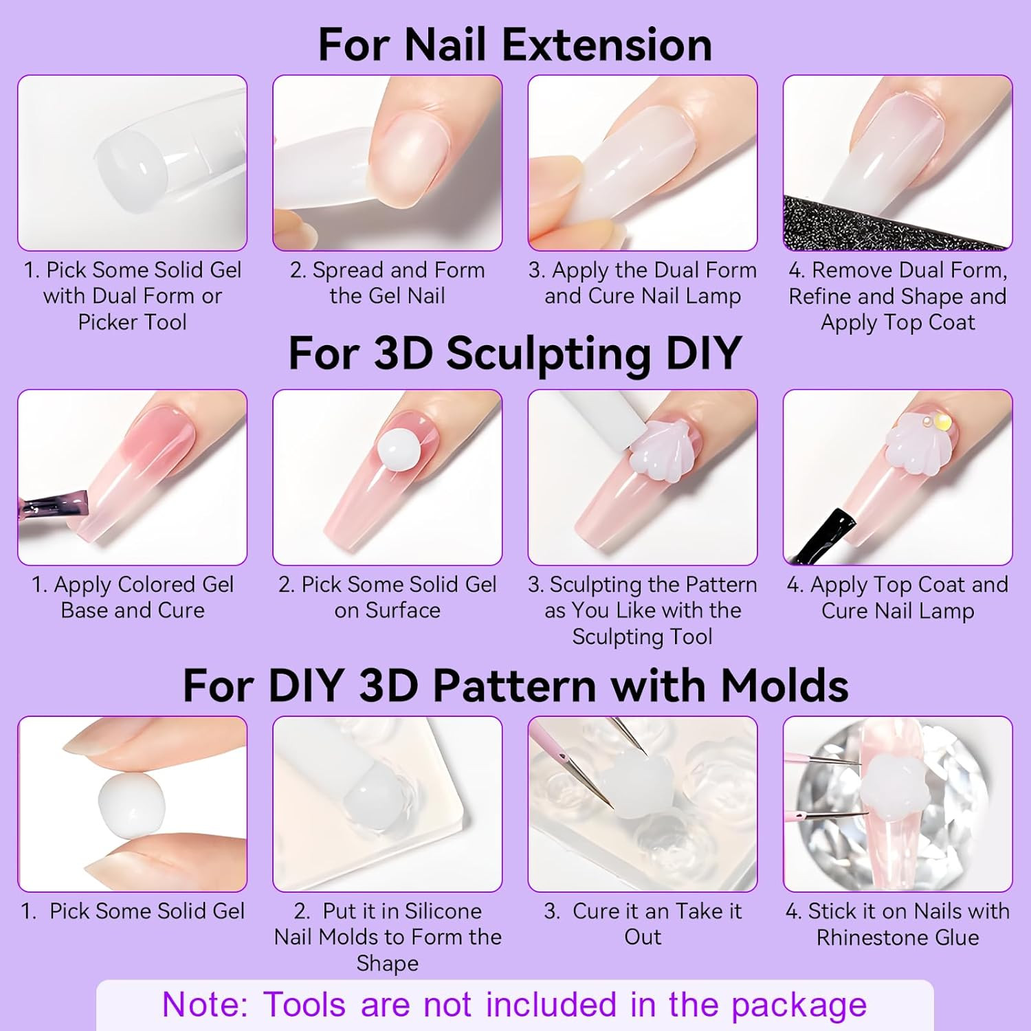 Gel Blanco 3d 4 en 1 15ml Gel Escultor Unas Extensiones Modelado De Salon Hogar