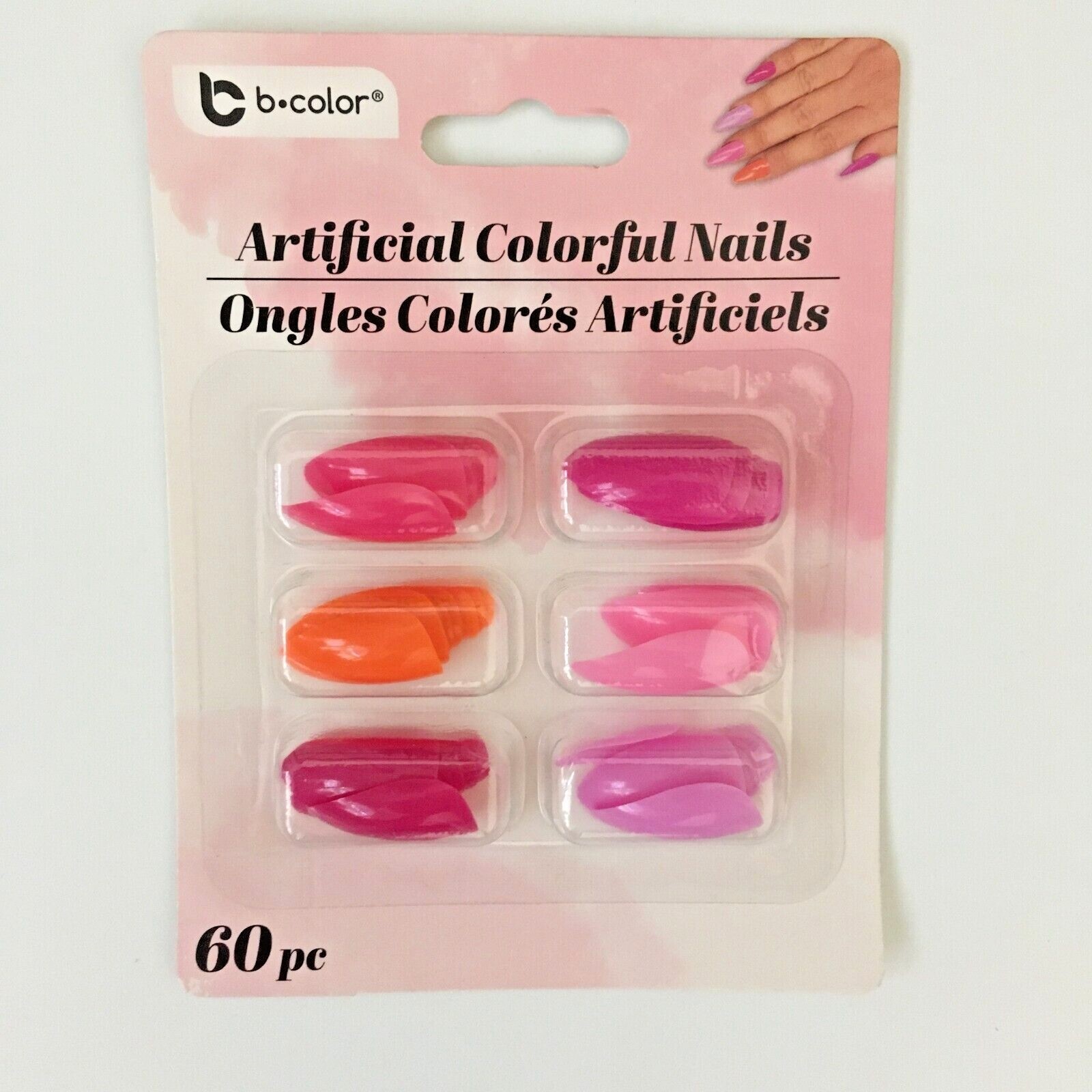 Summer Bright Colorful Artificial Nails 60 pcs! Earth Tone Colors, Mostly Pinks