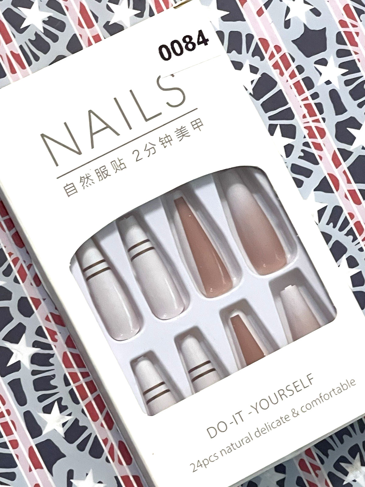 Nails Do It Yourself WHITE & NUDE OMBRÉ & NUDE with SQUARE FRENCH OUTLINE Fake