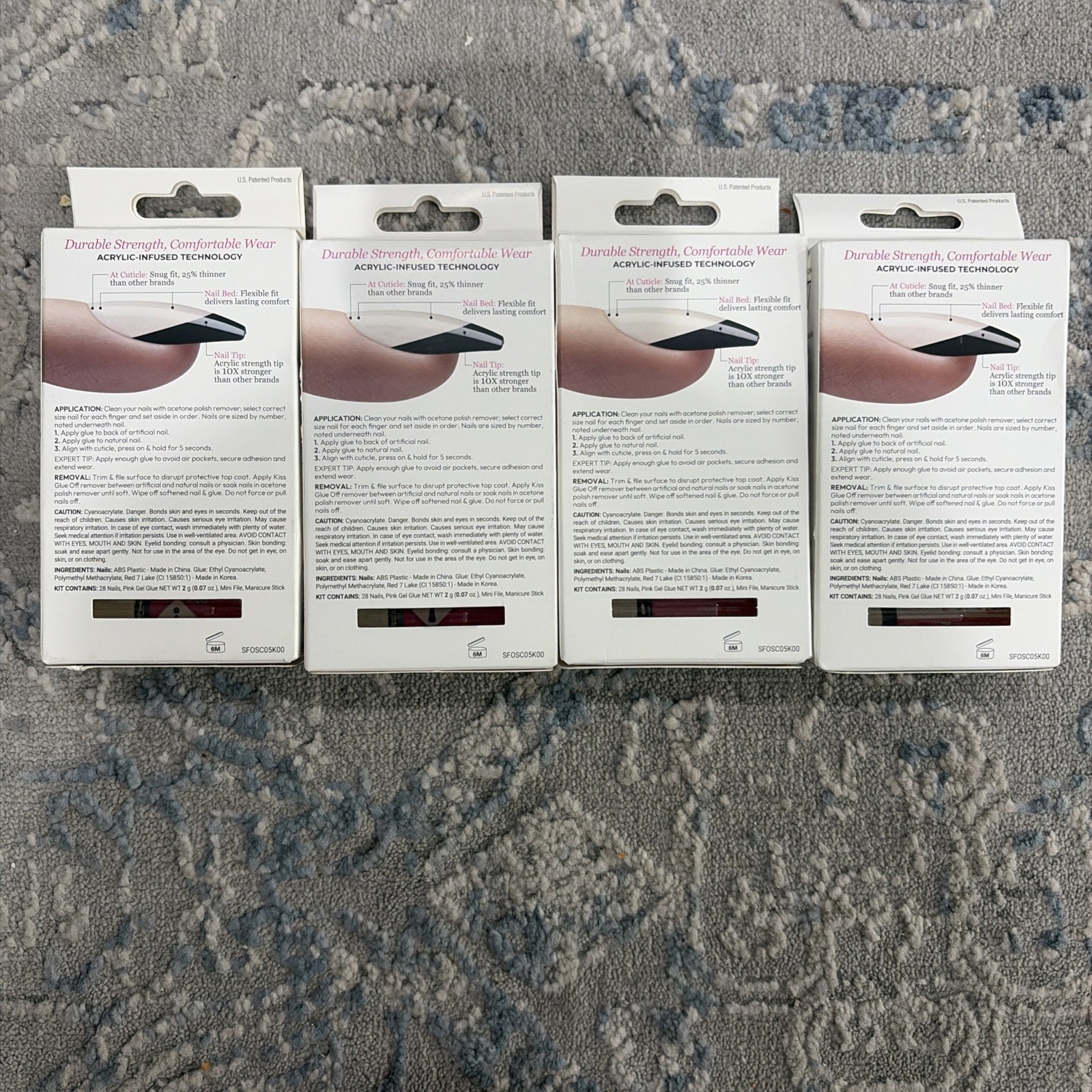 Kiss Salon Acrylic French Revolutionary Nails SF001 Short Manicure 4 Pack