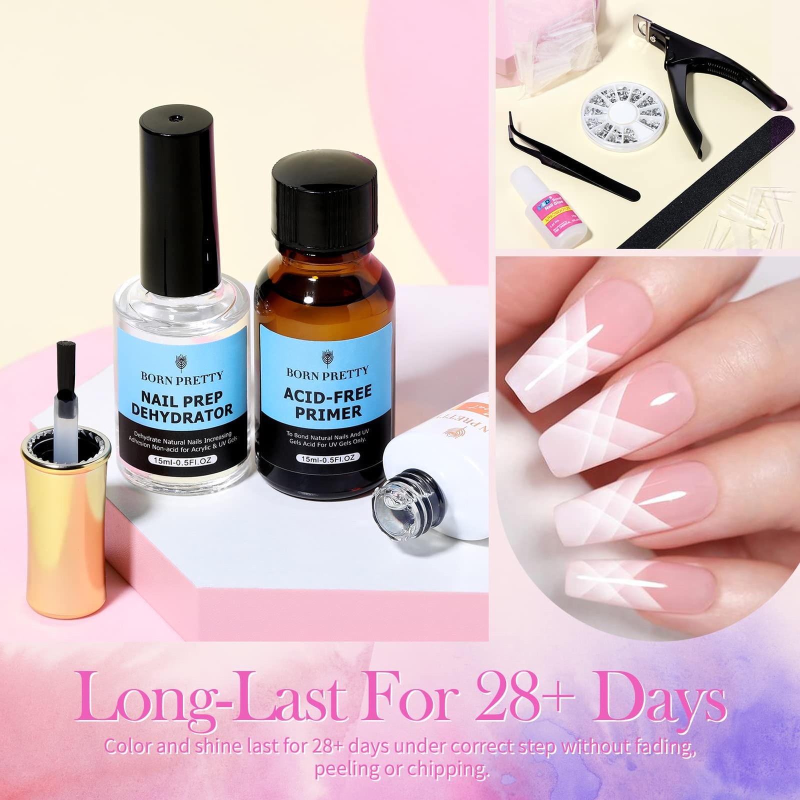 BORN PRETTY Acrylic Nail Kit with Everything ,96PCs Acrylic Powder and Liquid…