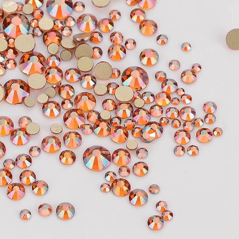 1440pcs Mix Size Amber FlatBack Rhinestones For Nail Art Crystal SS3-SS20