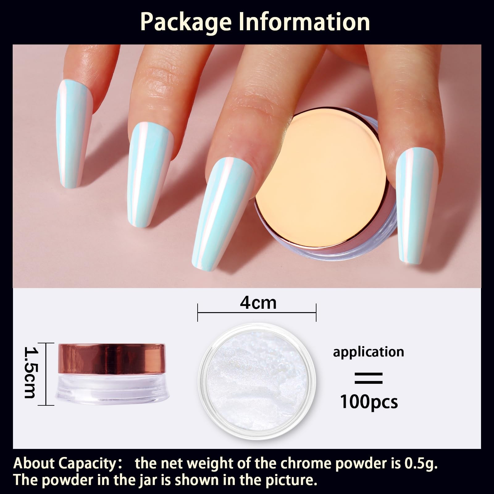Unicorn Chrome Nail Powder, Aurora Mermaid Iridescent White Pearl Nail Chrome…