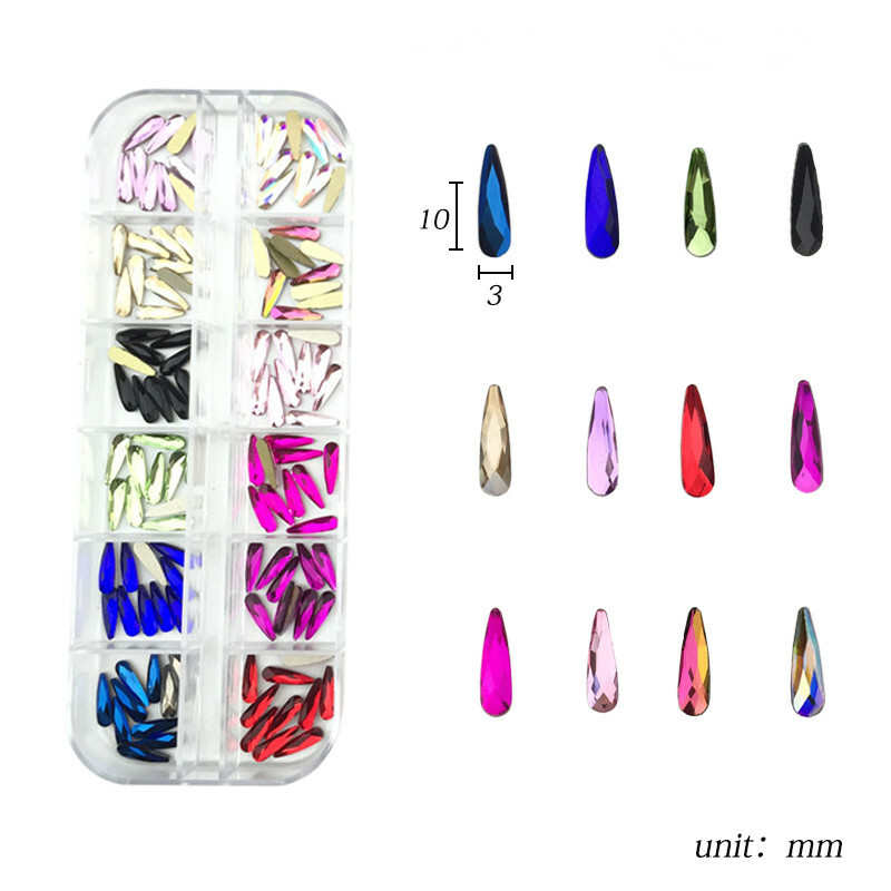 Nail Art Rhinestones Mix Flatback Glass Gems Glitter Crystals 3D Tips Decoration