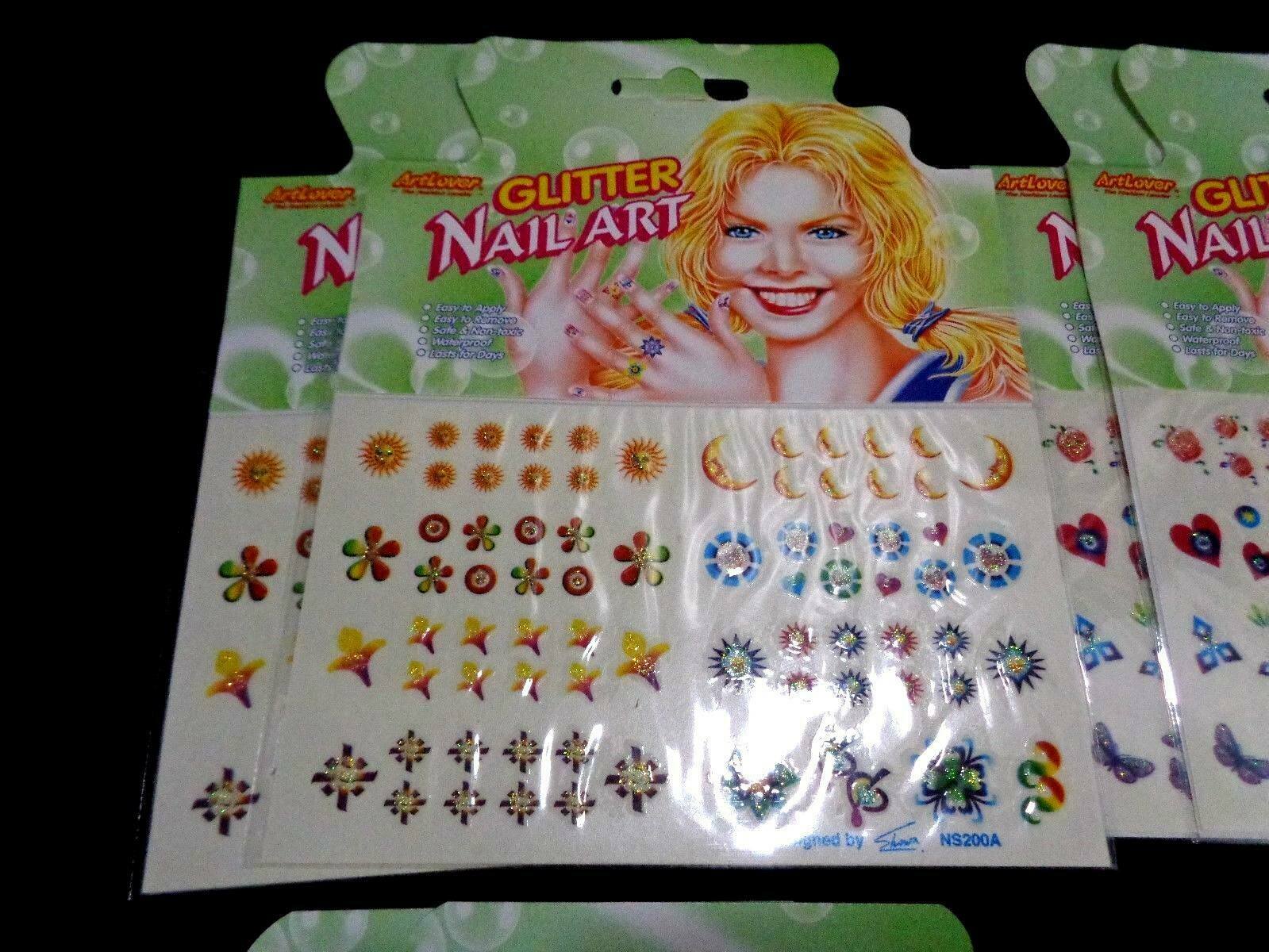 12 Sheets Lot Water Transfer Glitter Nail Art Stickers Manicure NEW USA Seller