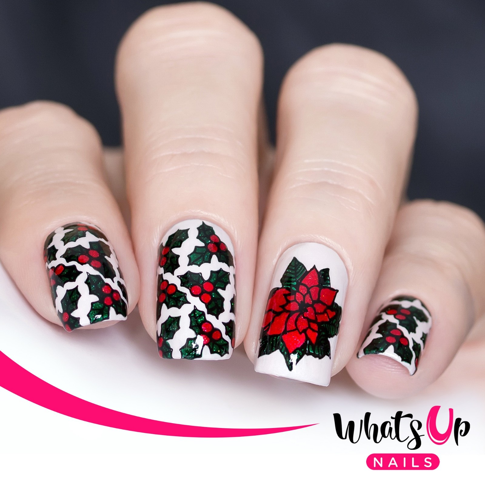 B034 Deck the Nails Stamping Plate For Christmas Stamped Nail Art Design