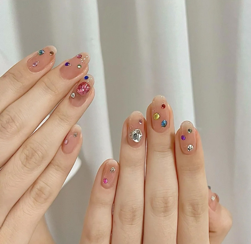 8g Mixed Color Glass Rhinestones Pointed Bottom Rhinestone Crystal Bead Nail Art