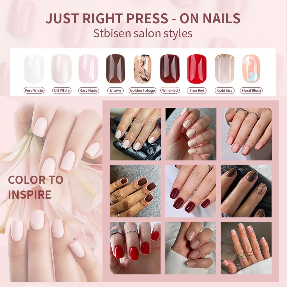 Stbisen Press on Nails Short Square, Chocolate Brown Fake Nails Kit, Fashion …