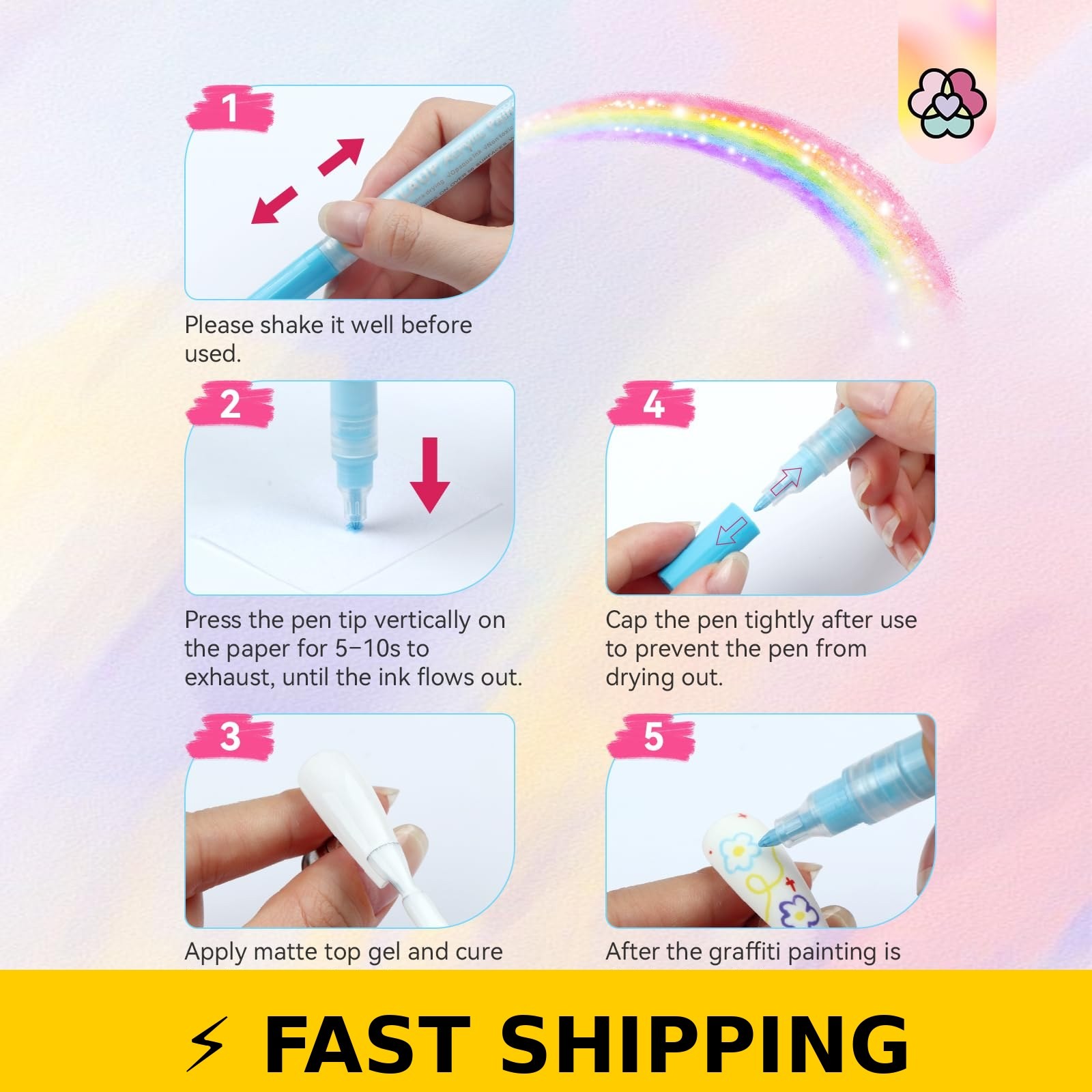 Saviland 12 Colors Nail Art Pens Set for Nail Design DIY