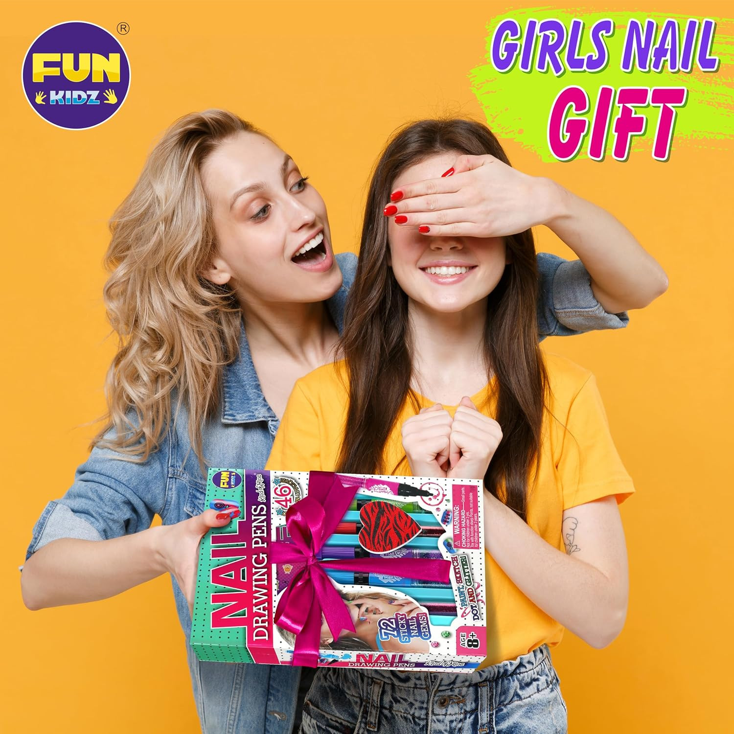 Craft Nail Pens Kit for Kids Ages 7-12, Funkidz Nail Set with Nail Polish Glitte