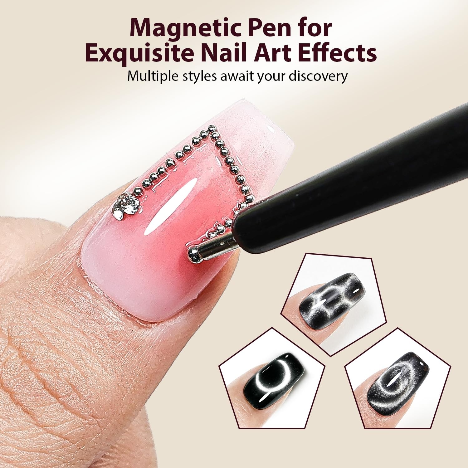 Heart & French Cat Eye Magnet Set: Create Defined Nail Art Effects Easily