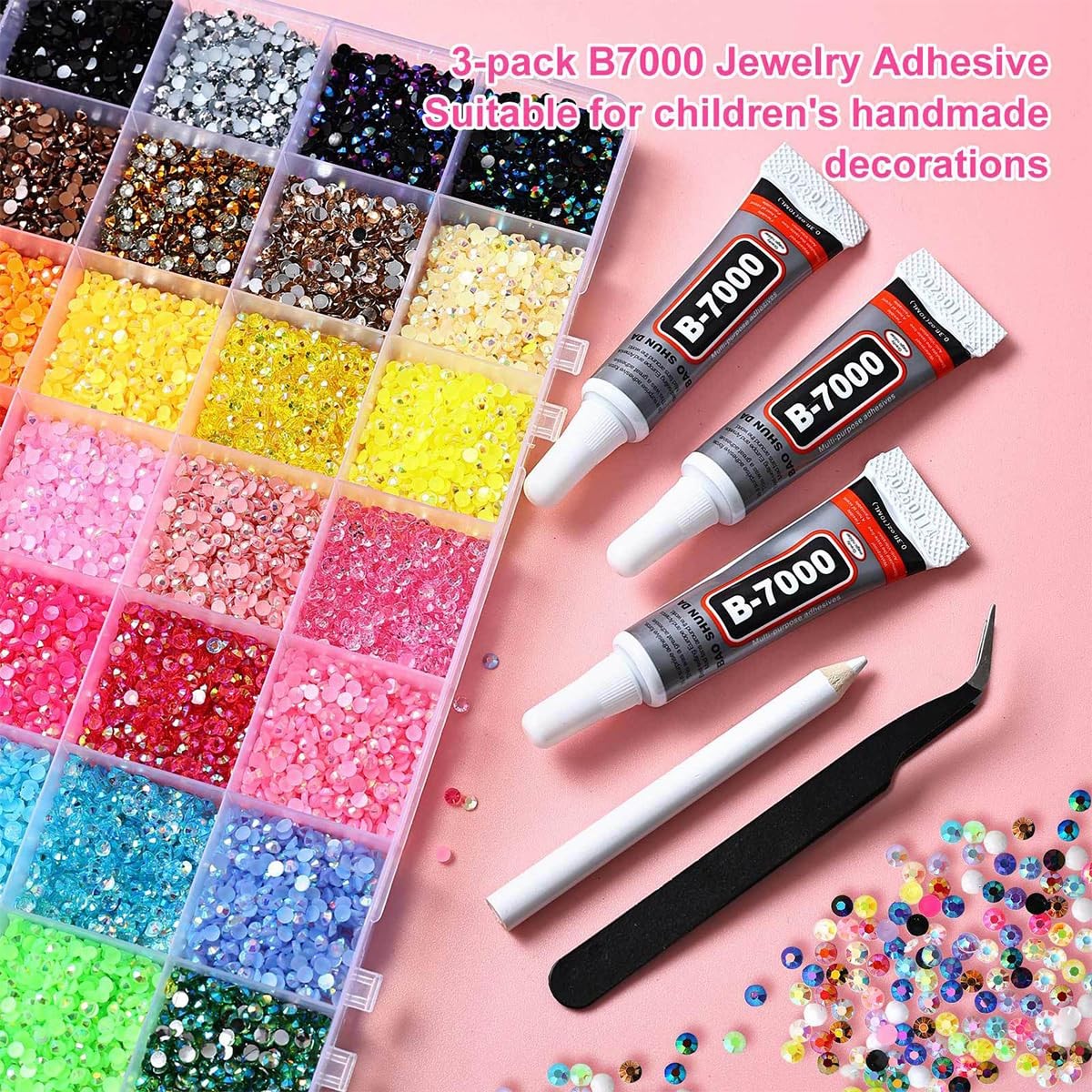 Bedazzler Kit 40 Colors Resin Jelly Rhinestones for Bedazzling, 3mm 40000 Pcs Fl