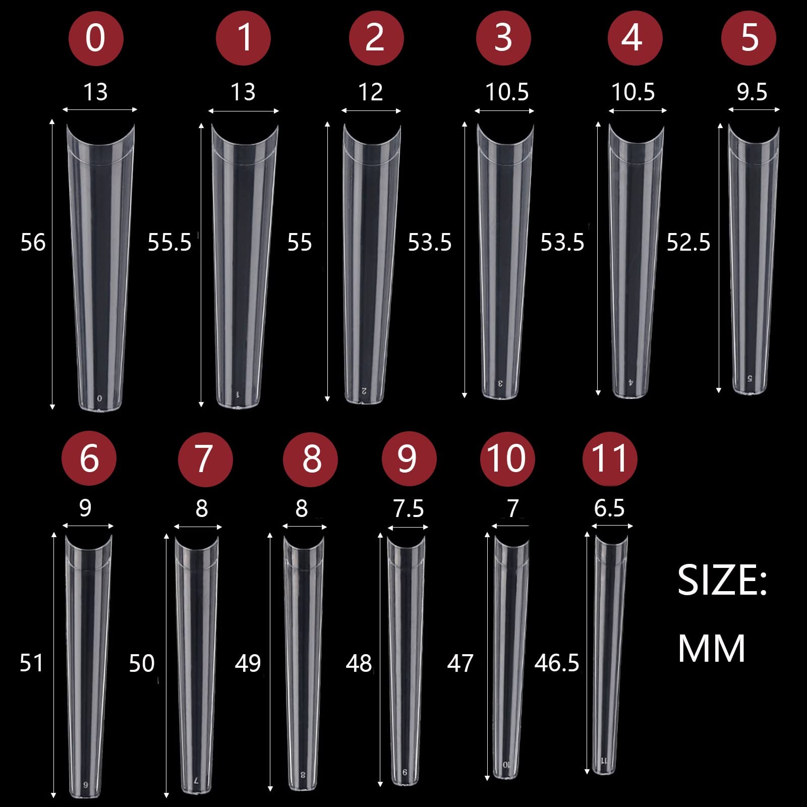 Ohlove 504Pcs Coffin Nail Tips Half Cover 3XL Extra Long Clear Nail Tips for …