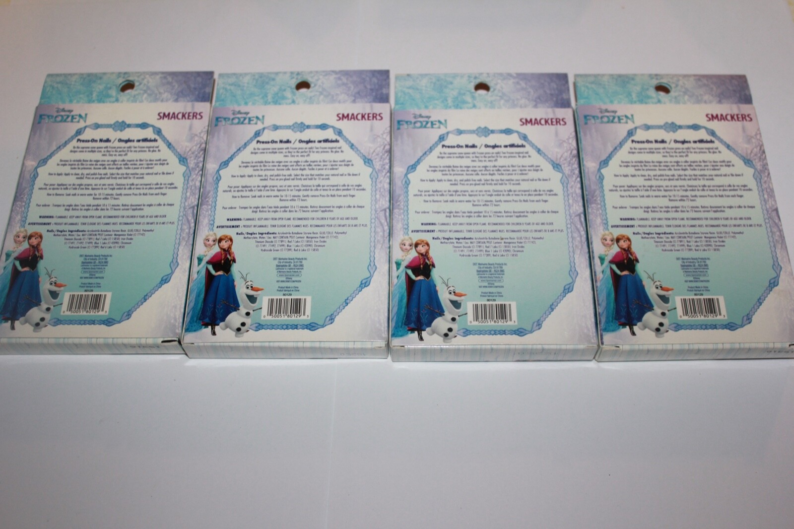 Smackers Disney Frozen Press on nails 24 count Lot Of 4 In Box