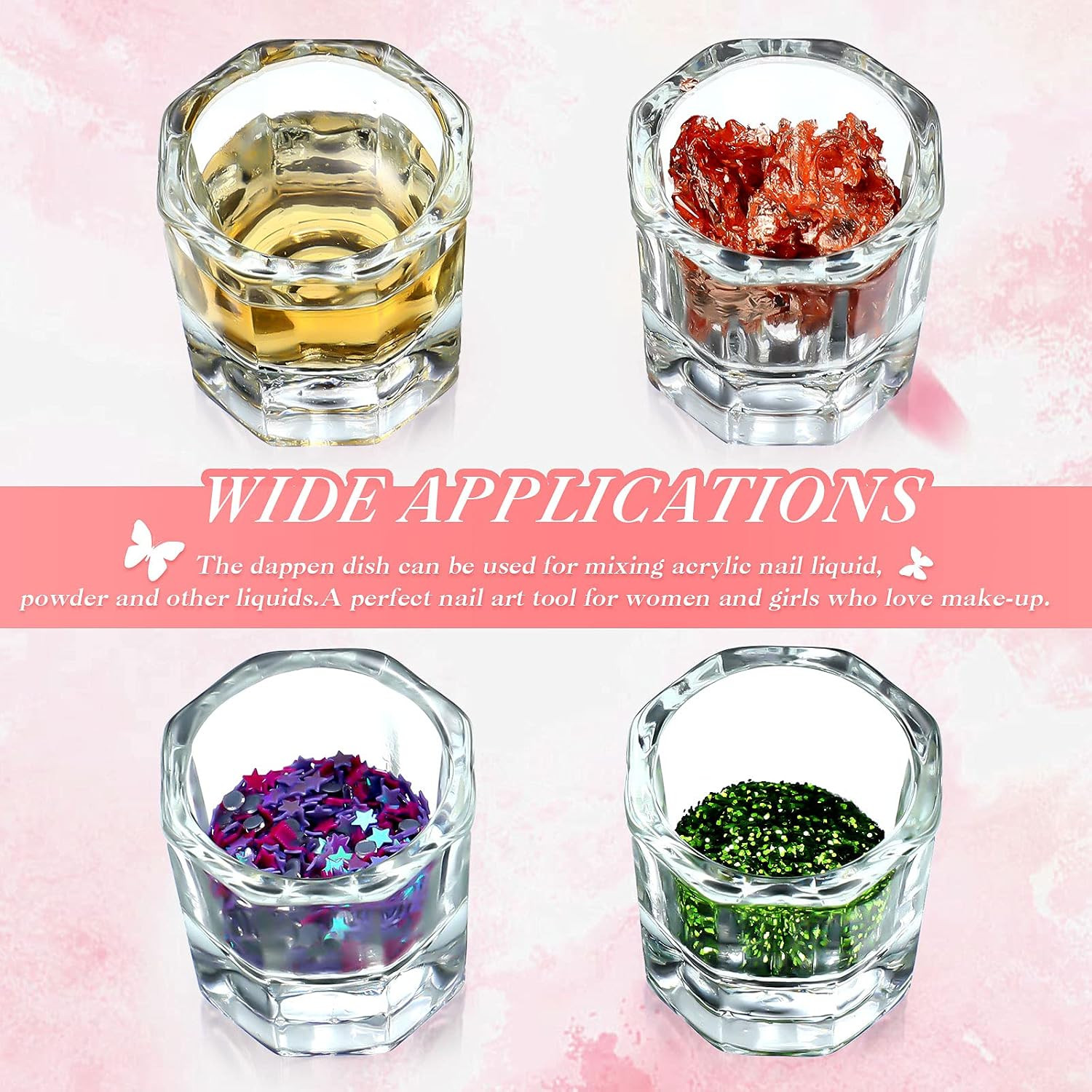 12 Pieces Dappen Dishes for Acrylic Nails Monomer Liquid Powder Glass Cups Clear
