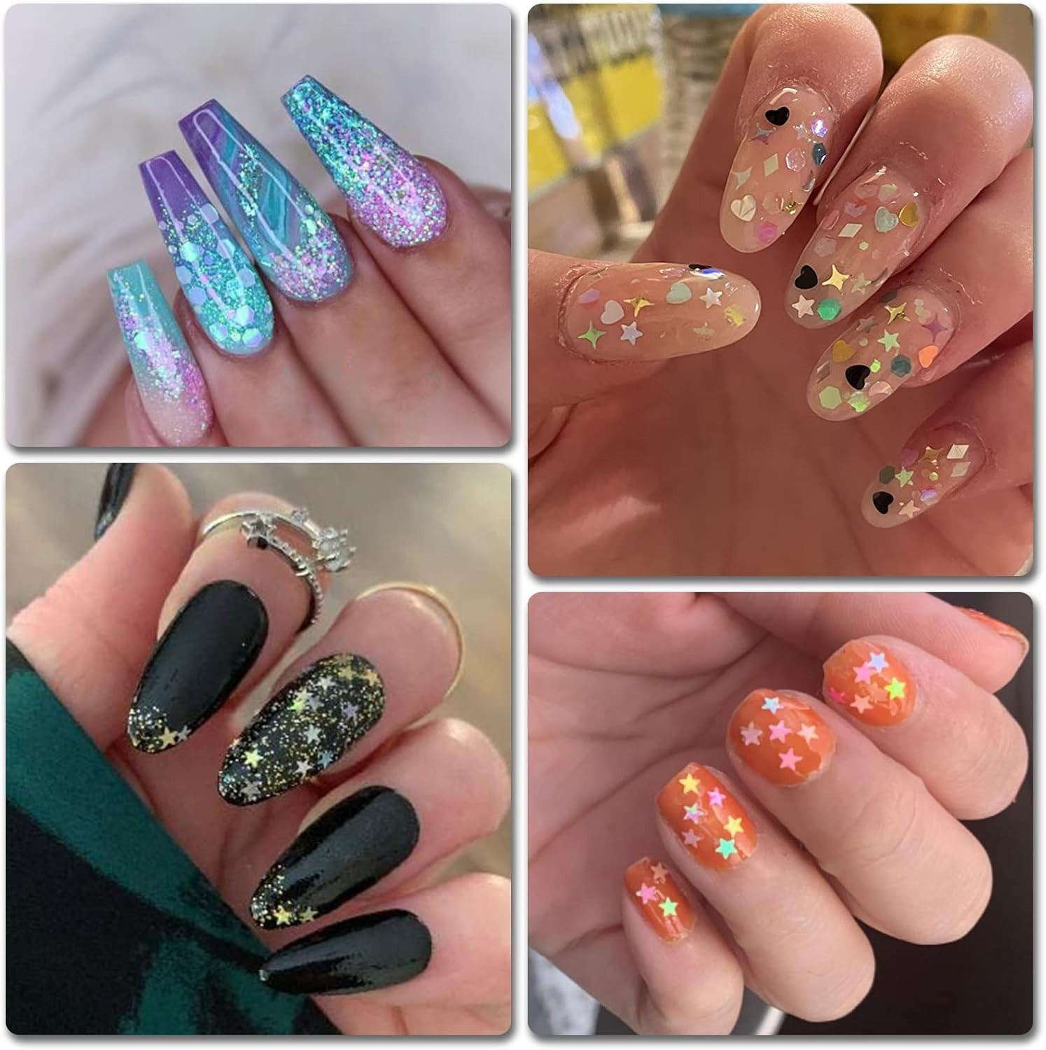Gorgeous Luminous Nail Glitter Set in 4 Vibrant Boxes for Artistic Designs