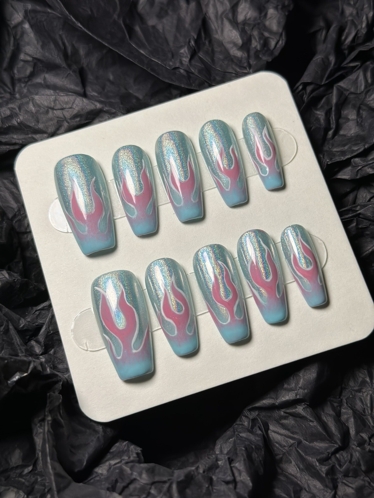 CUSTOM Handmade press on Gel nails long coffin Y2k Style Nails Set Size:S