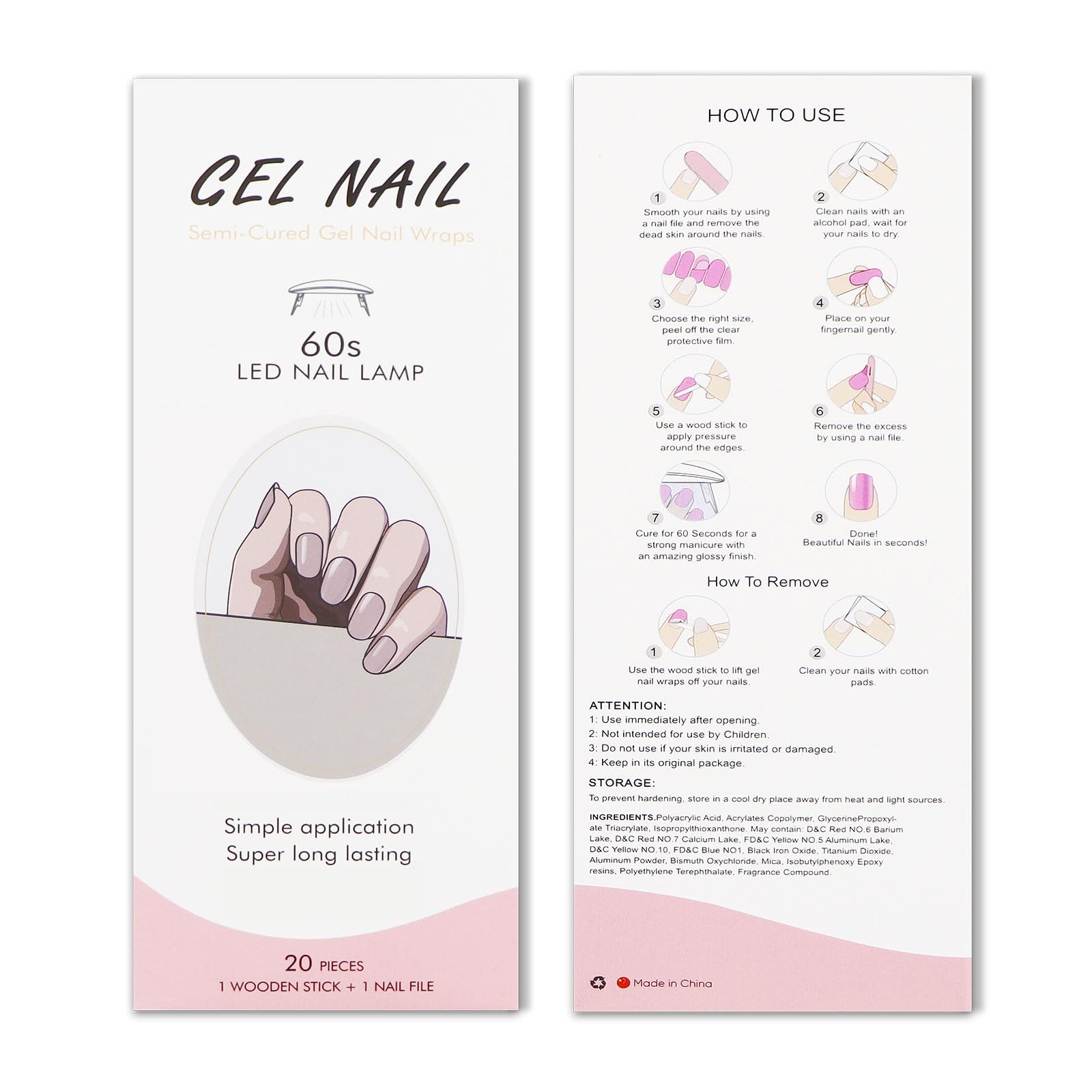 JMEOWIO Gel Nail Stickers Coffee Semi Cured Gel Nail Strips Wraps UV/LED Nail…