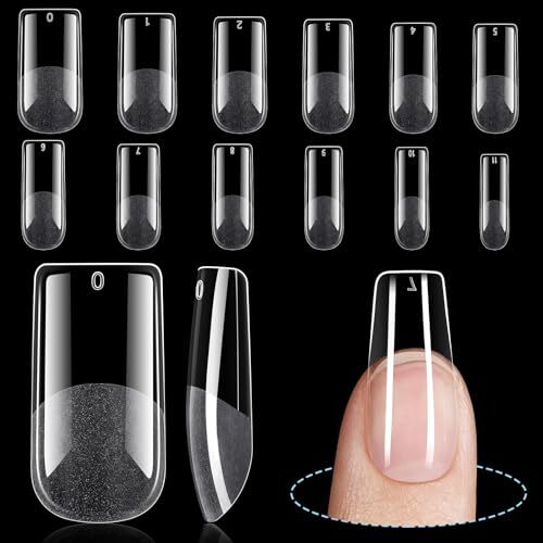 Medium Square Fake Nail Tips, Half Matte Acrylic Pre 240Pcs-Medium Square
