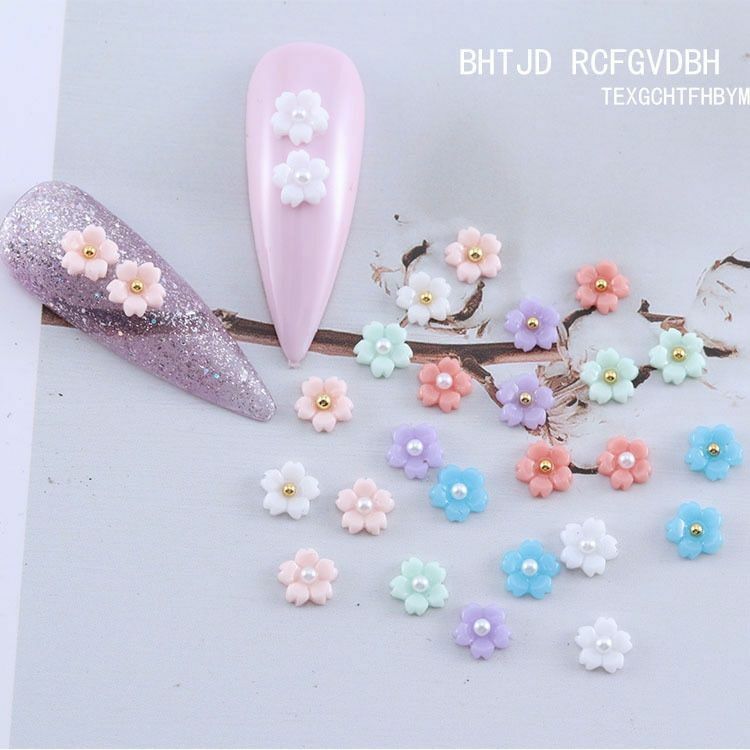 50pcs Lollipop Shape Charm Acrylic Resin Multi-Design Stud Manicure For Nail Art