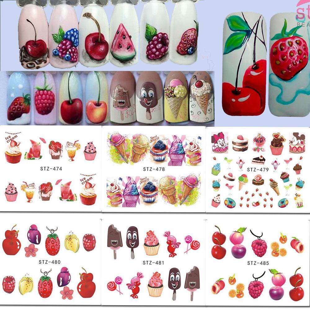 3 sheets Ice Cream Candy Fruit Berries Nail Sticker Nail Art Design Polish Nail