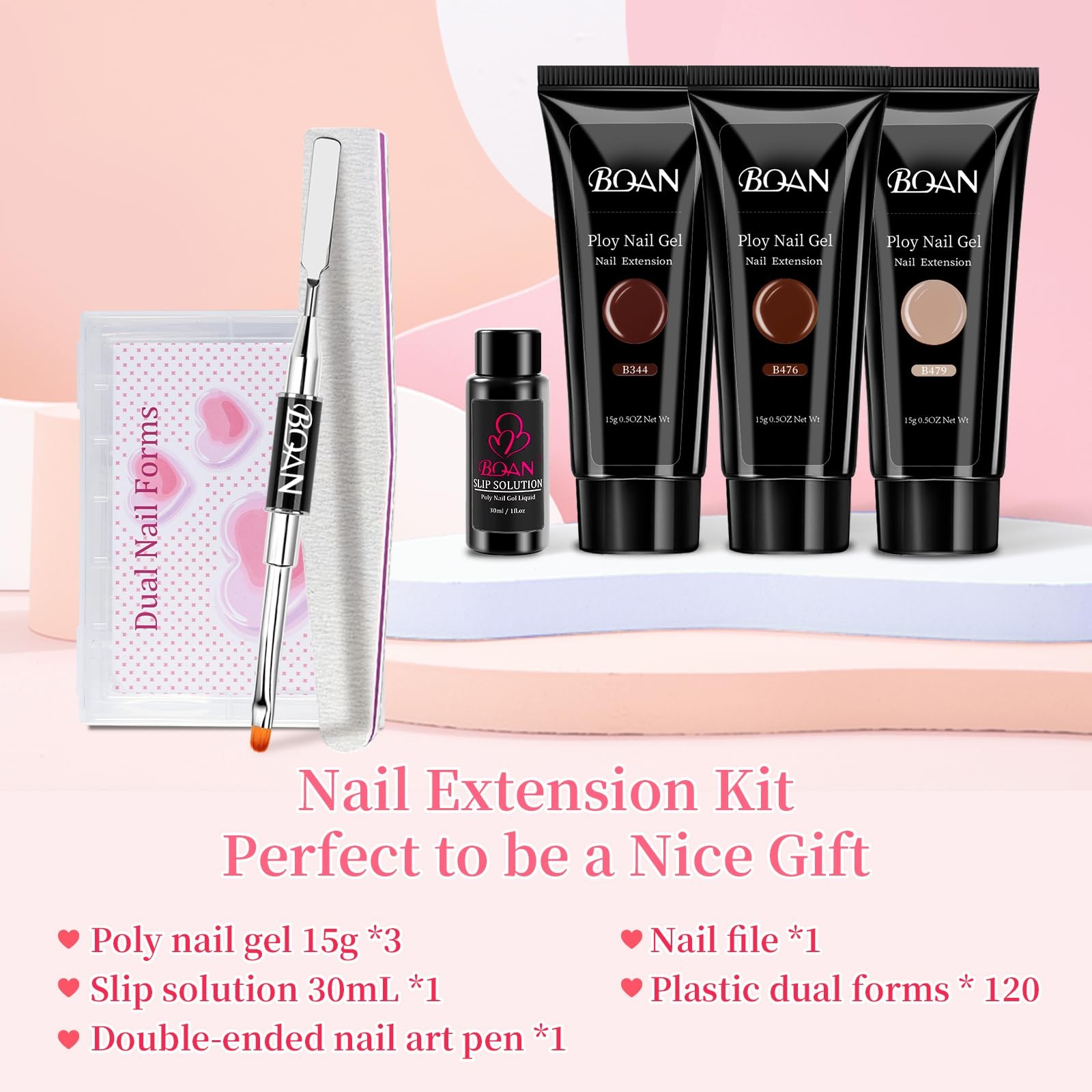 Poly Nail Gel Kit 3 Colors Builder Gel for Nail Extensions