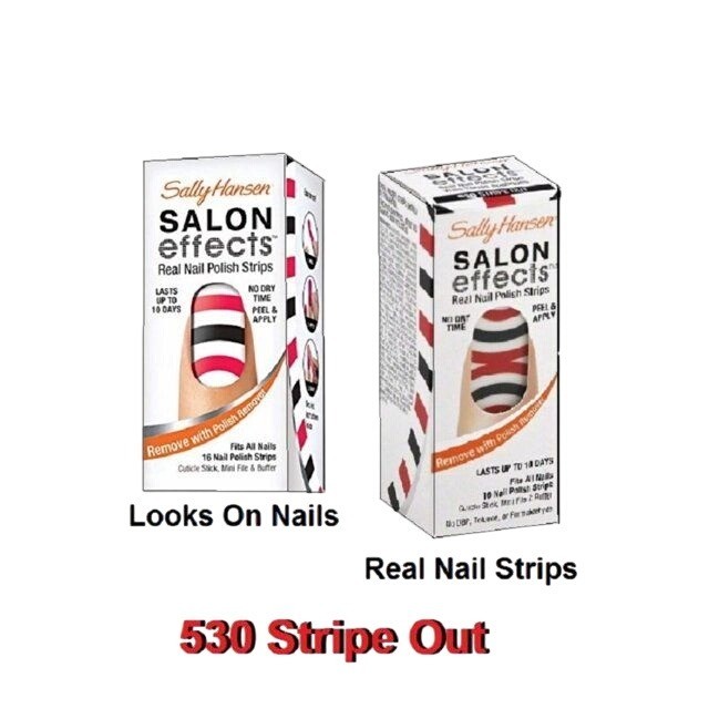 Sally Hansen Salon Effects Nail Polish Strips Red Black White Stripes 16 Strips