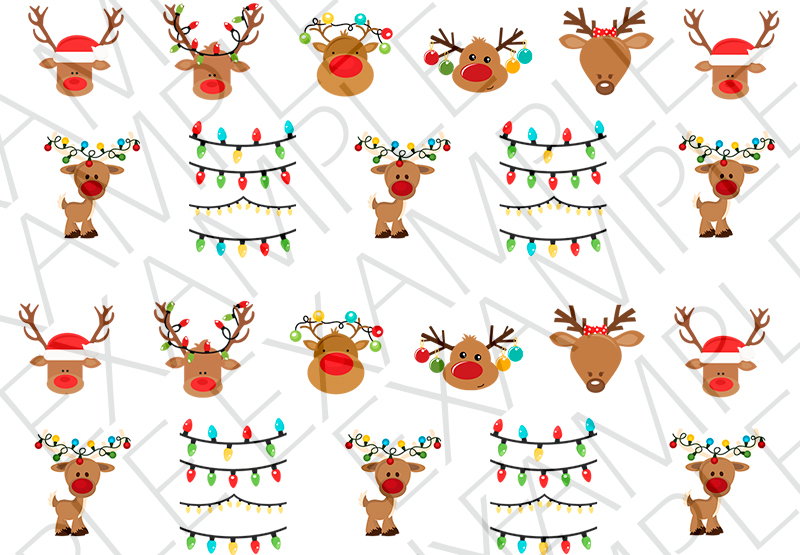 Reindeer Nail Art Stickers Transfers Decals Set of 22 – A1366