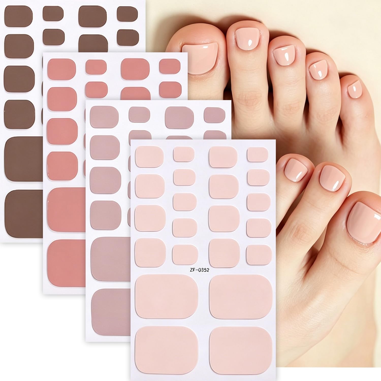 Solid Color Full Nail Wraps Elegant Simple Toe Nail Polish Stickers Nude Pink…