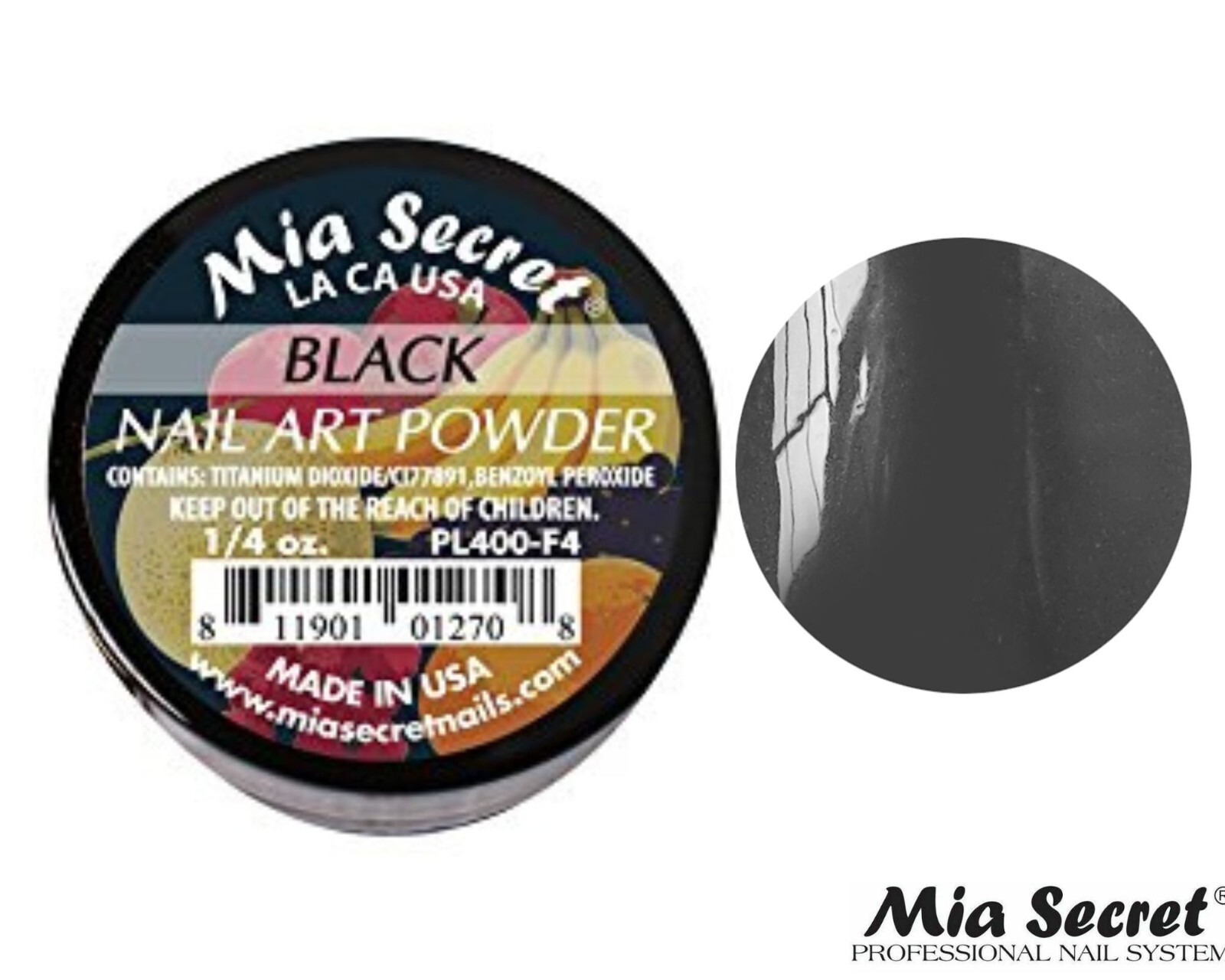 Mia Secret Nail Art Powder Fruity Collection (BLACK) 1/4oz