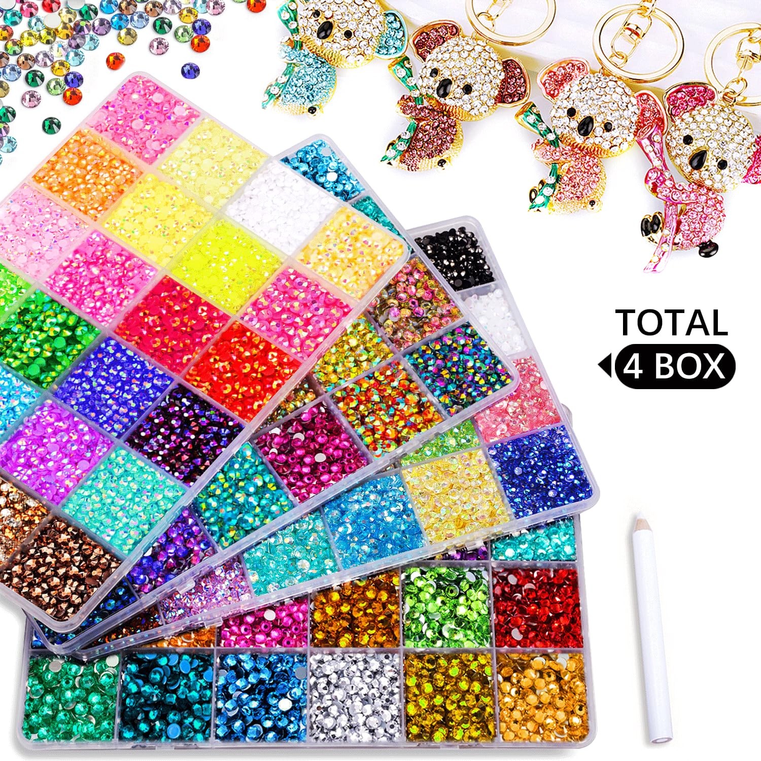 96000Pcs 96 Colors Jelly Resin Rhinestones for Bedazzling, 3mm Multicolor Fla…