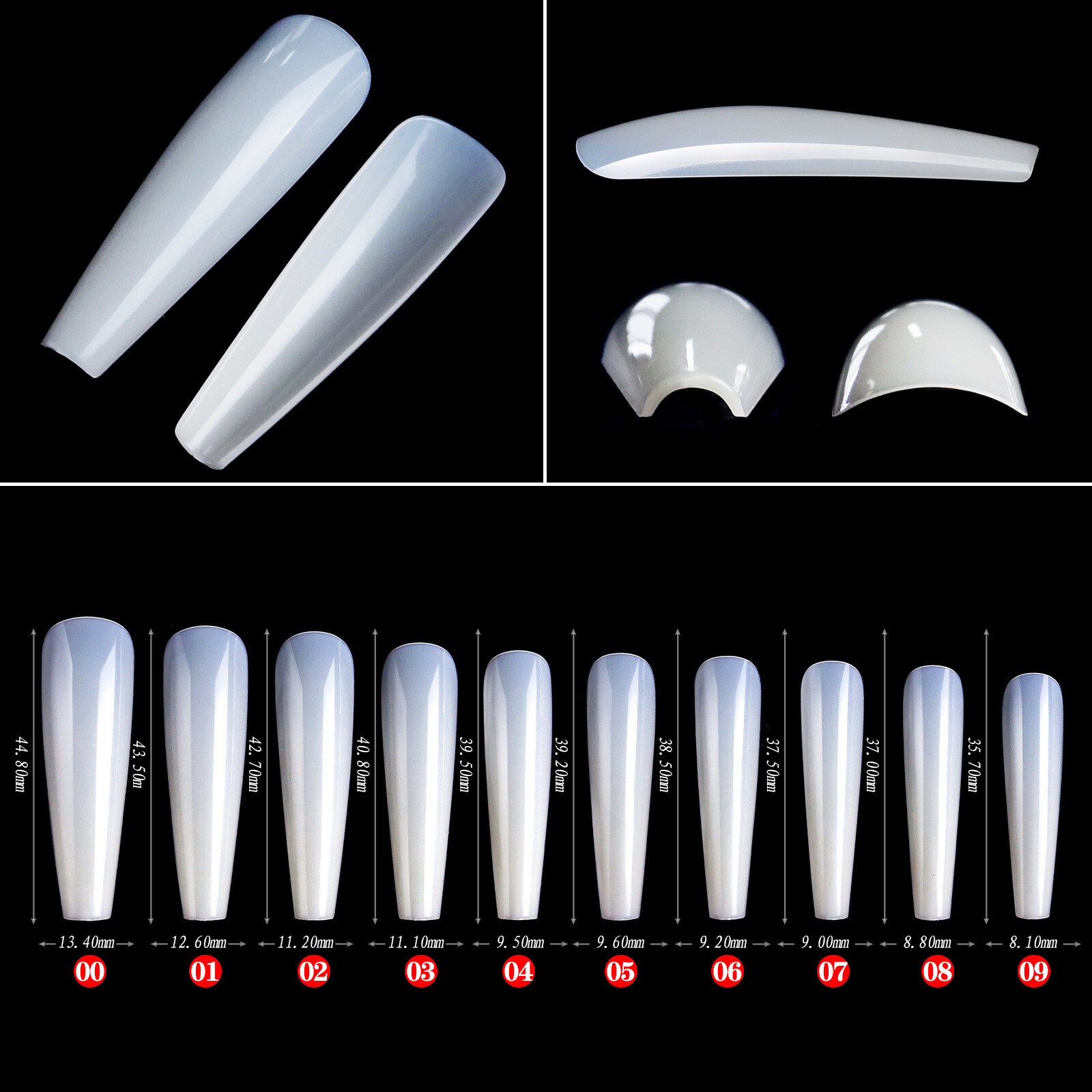 500 Pcs Acrylic Ballerina Fake Nails Coffin Full Cover Nail Art Tips Extra Long