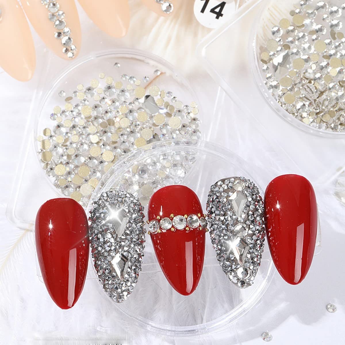 qiipii 2052 Crystal White Nail Art Rhinestones Silver Clear Nail Charms 72 Multi