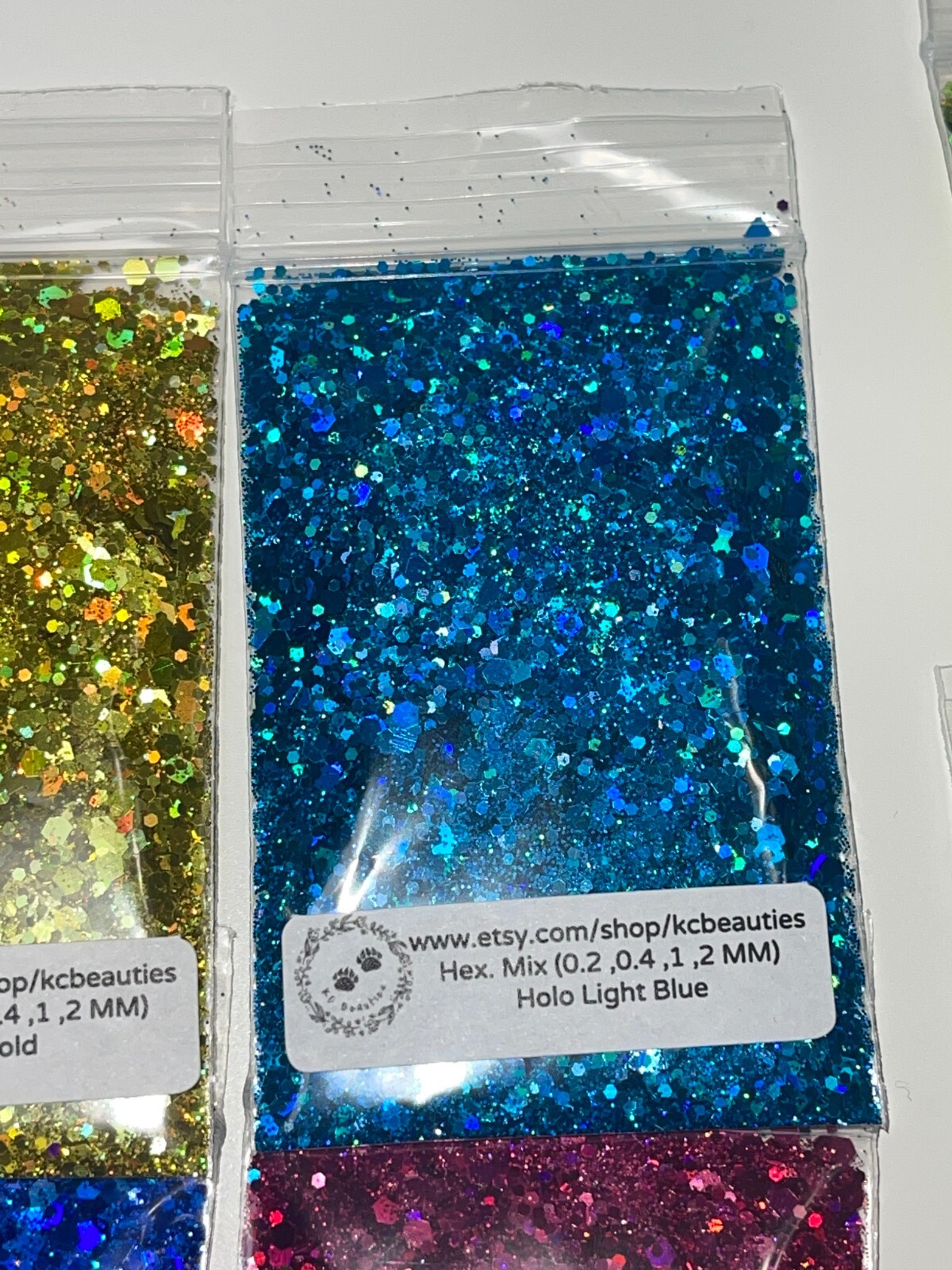 50g Solvent Resistant HEX MIX 0.2,0.4,1,2MM Glitter LIGHT BLUE ART Nail Craft