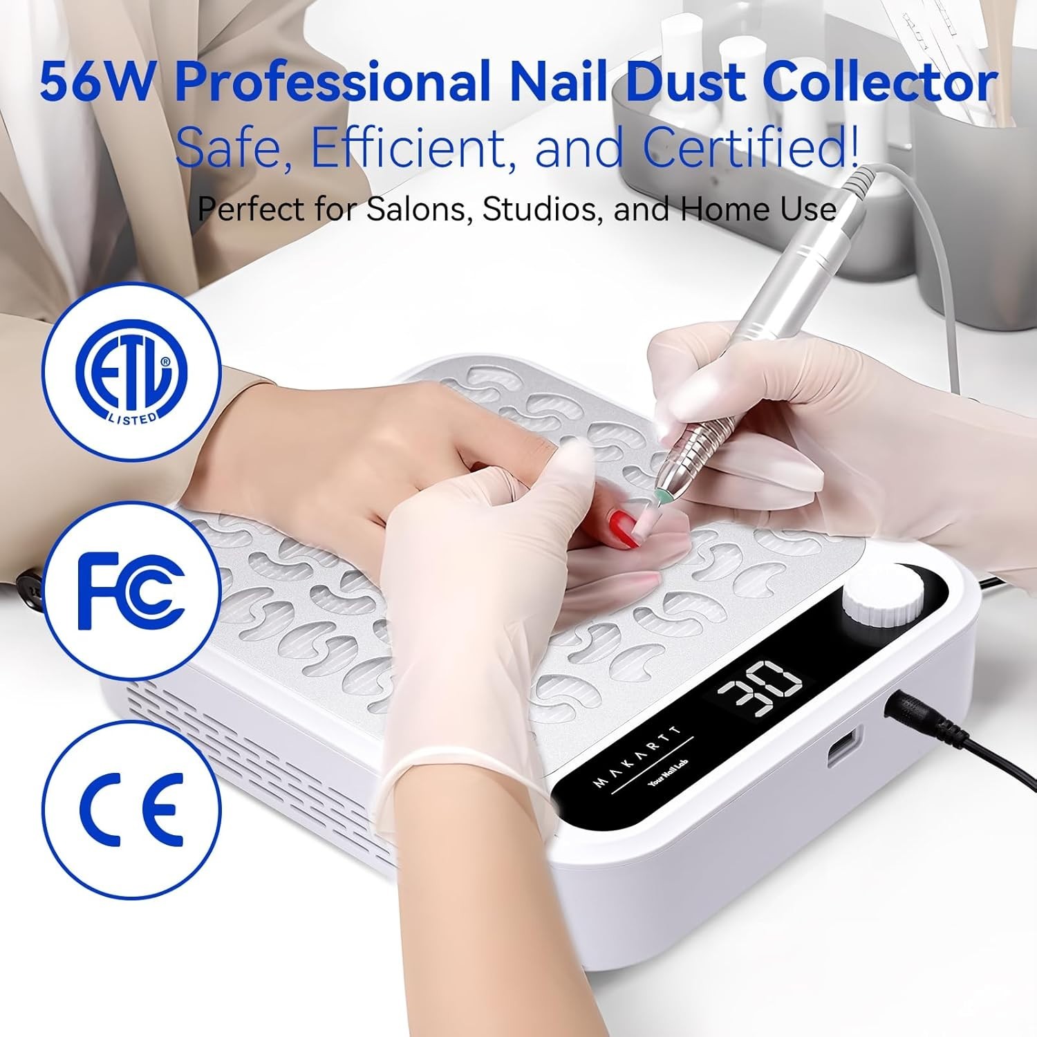 4200 RPM Nail Dust Collector – Adjustable Suction & Digital Display for Home Use