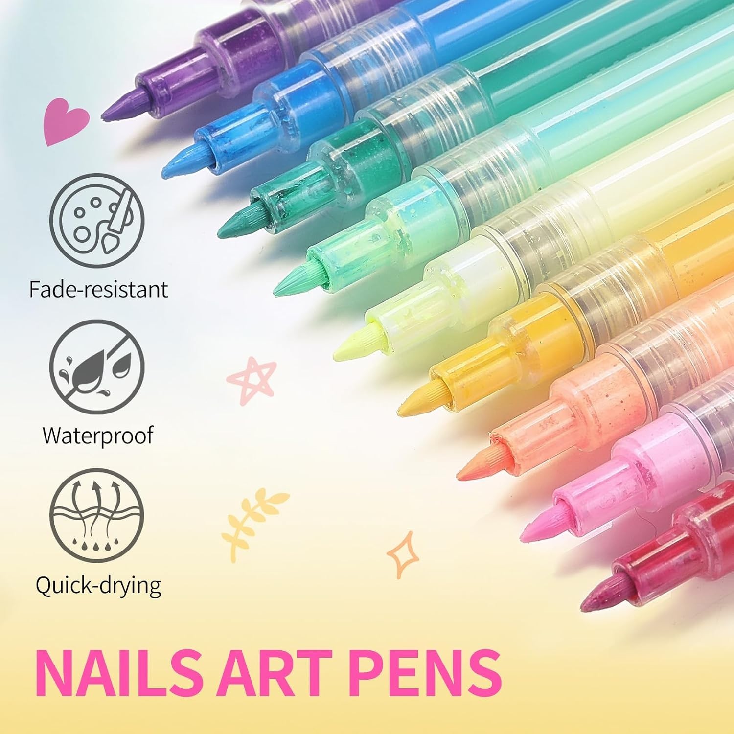 Quick Dry 12 Colors Neon Nail Art Pens – Fun Acrylic Markers for Creative Nails