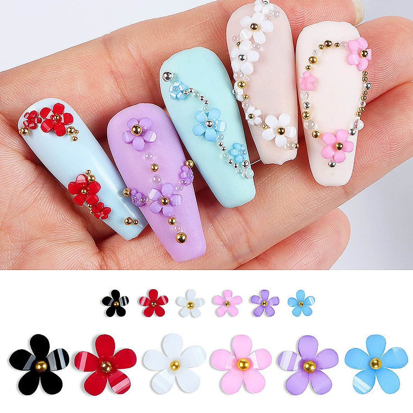 Flower Nail Charms for Acrylic Nails Manicure DIY Nail Decor Women Girls Crafts