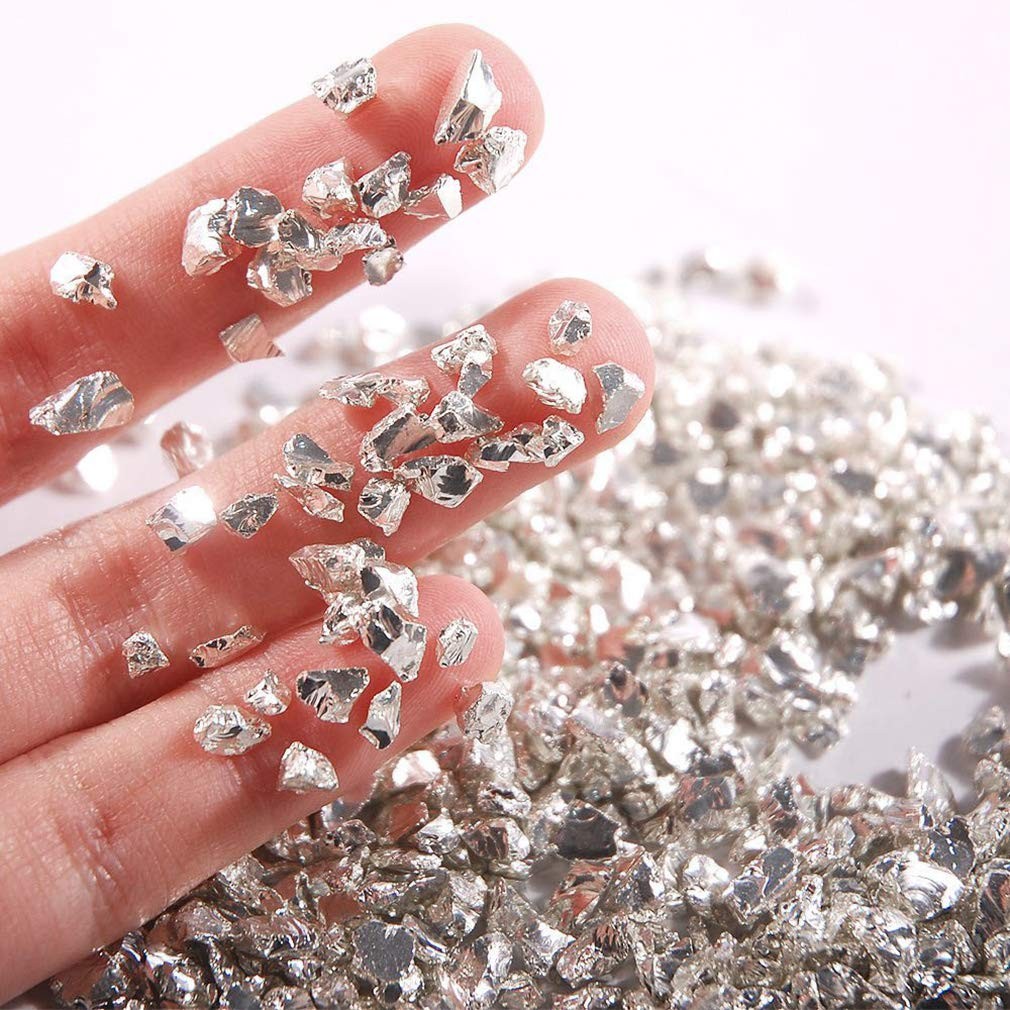 Jmassyang Crushed Glass Irregular Metallic Chips 100G Sprink