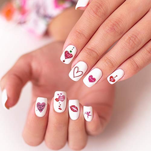 12 Sheets Valentine’s Day Nail Decals Stickers, Self Valentines, 12 Sheets