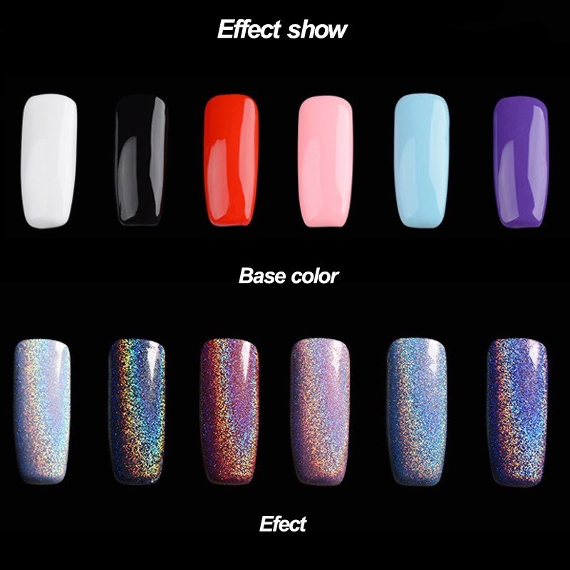 HOLOGRAPHIC NAIL POWDER 2G RAINBOW Glitter Effect Ultra Thin Silver Dust Holo UK