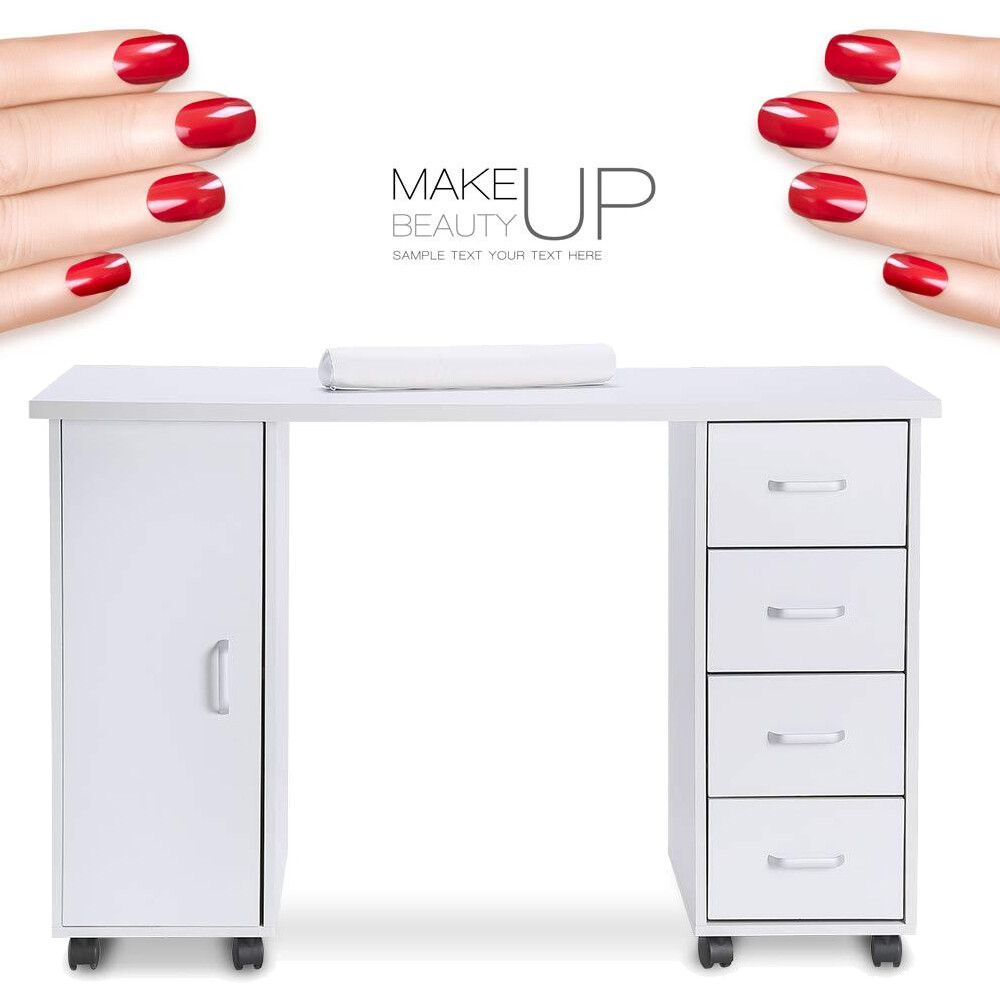 New Manicure Nail Table Beauty Salon Acetone Resistant Station Desk White