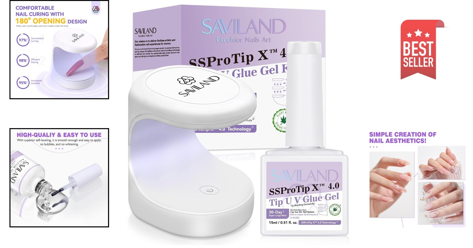 UV Gel Nail Glue & Mini Lamp Kit: Flawless Extensions for DIY Enthusiasts