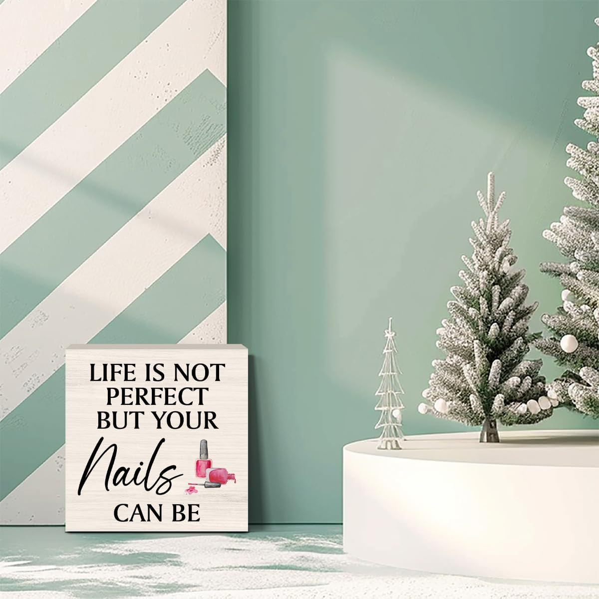 Inspirational Nail Salon Decor Wooden Box Sign, Nail Room Decor for Home Desk Ta