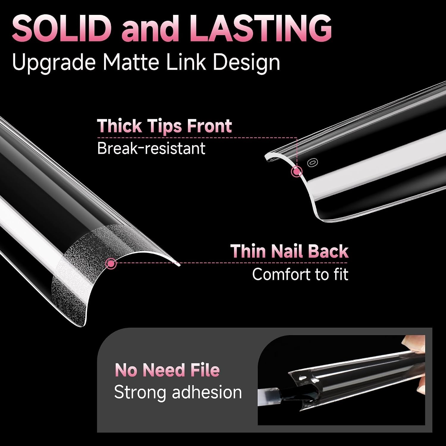 Long Lasting 504PCS Coffin Nail Tips – Extra Long Gel Extensions for Nail Art