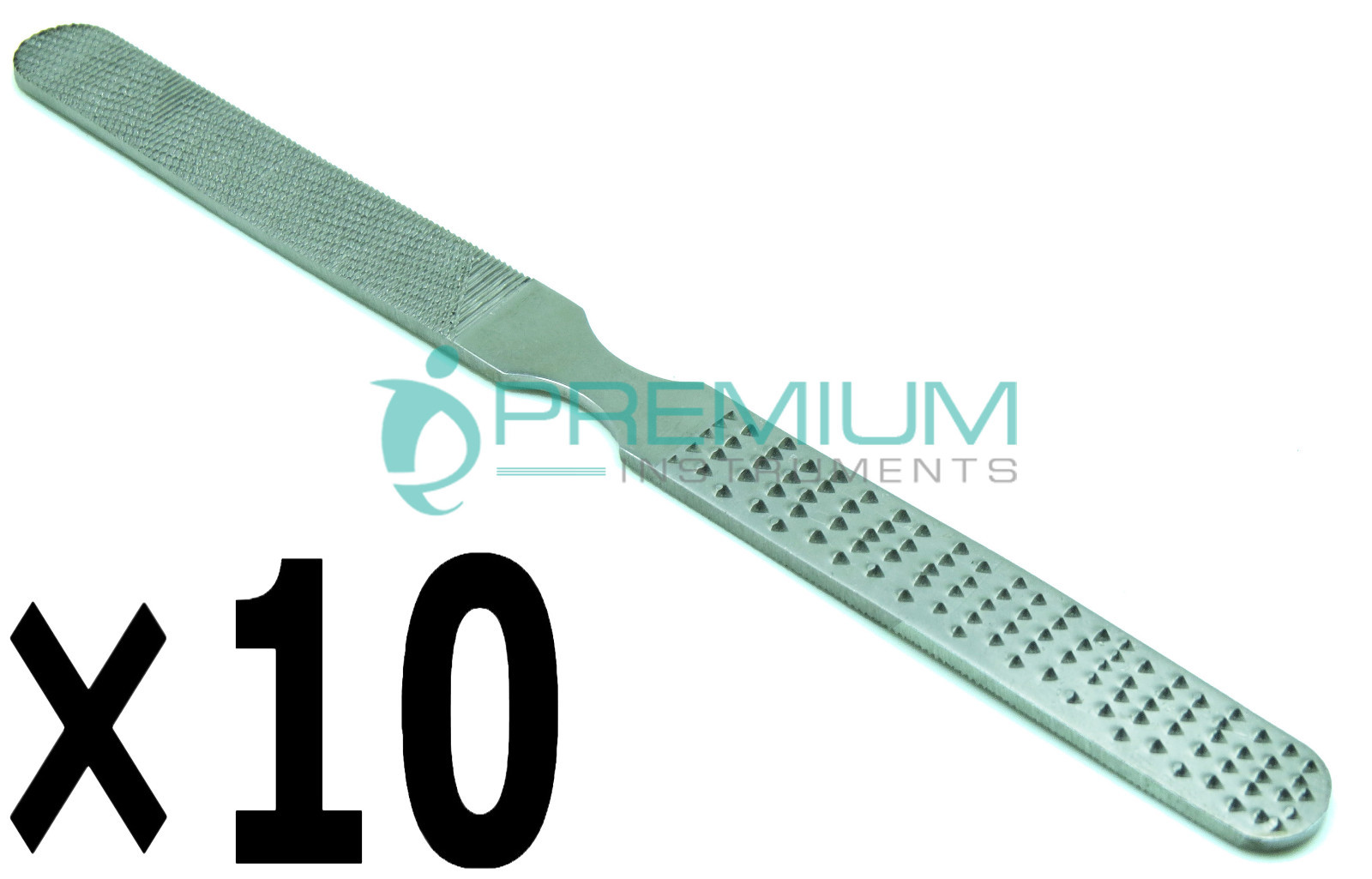 10× Foot Nail File 4 Sided 6″ Stainless Steel PREMIUM INSTRUMENTS
