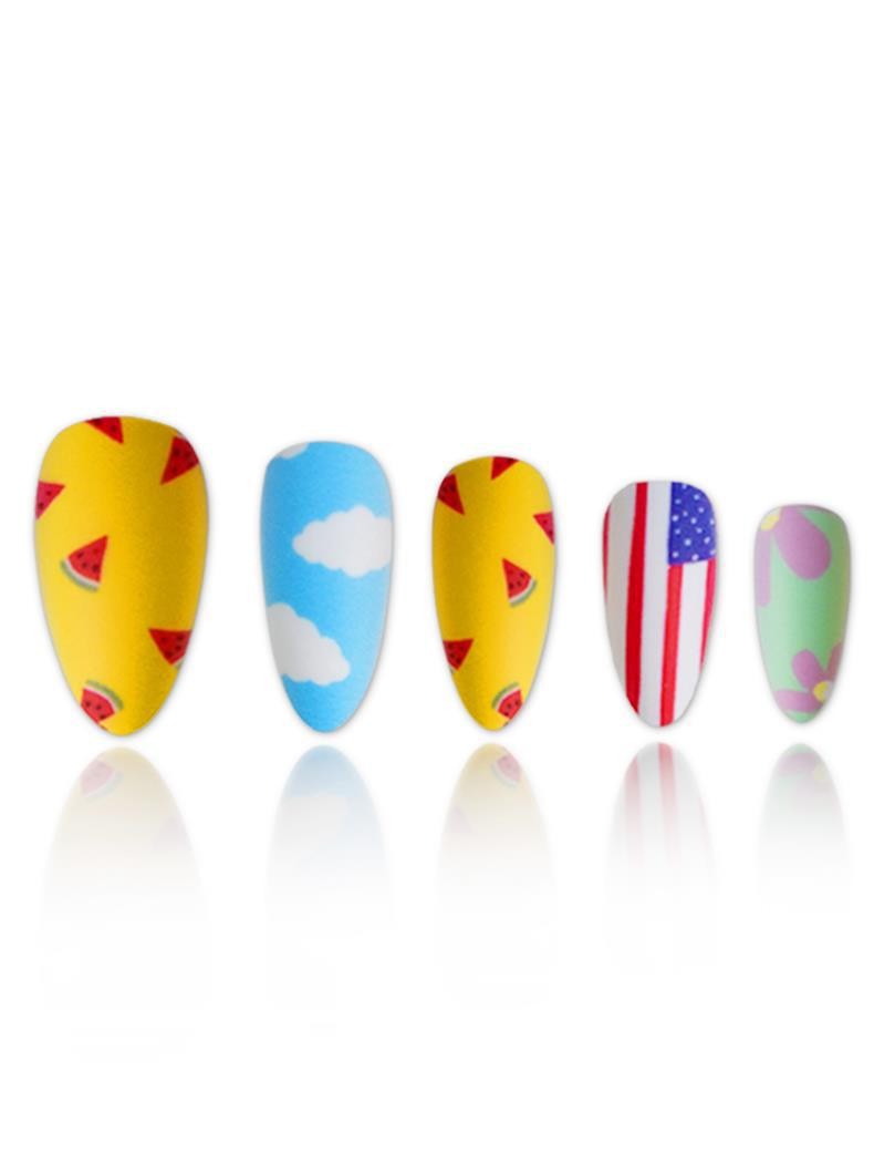 Independence Day Flag Cloud Almond Press On Nails Wholesale