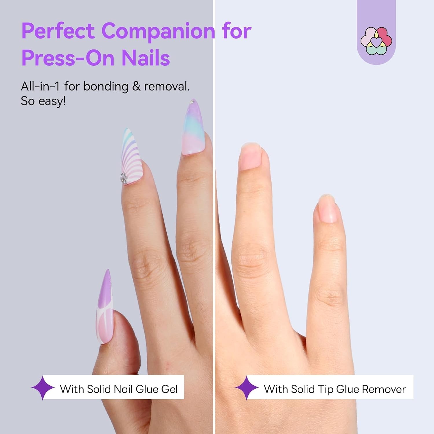 Press On Nail Kit, 60ml Solid Nail Glue Gel with Nail Glue Remover, UV Nail L…