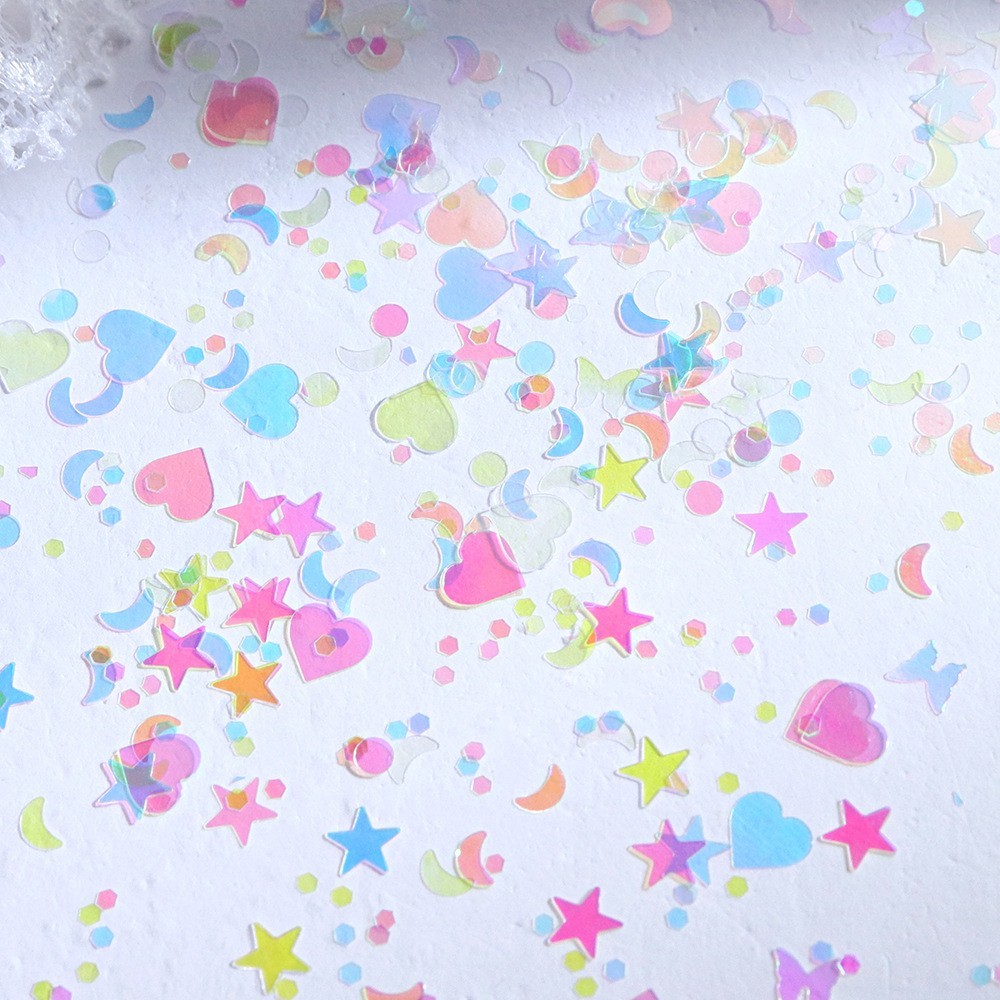 6 Grids Nail Art Glitter Sequins Star Moon Heart Butterfly DIY Nails Decoration