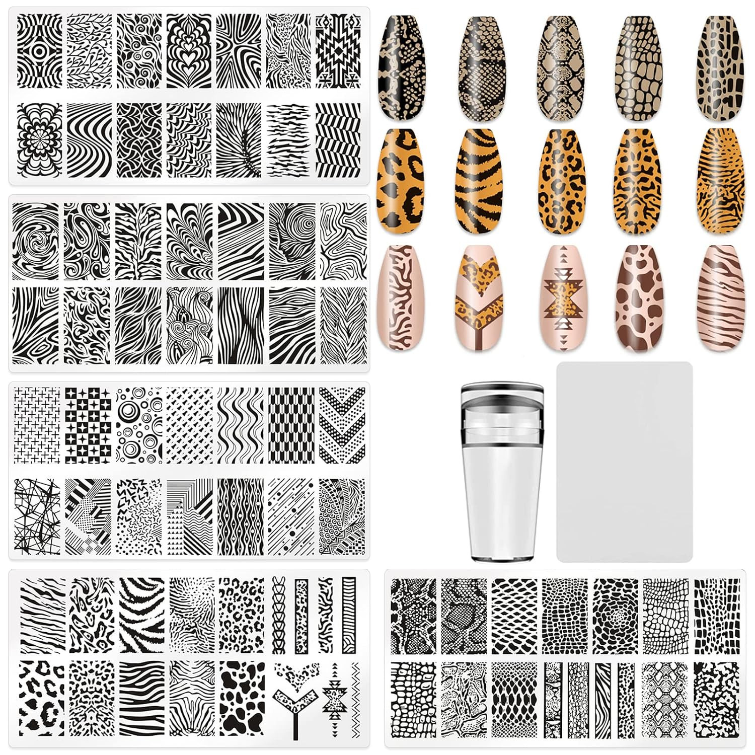 5Pcs Nail Stamping Plates Leopard Print Nail Stamps Nail Art Stamping Plates Nai
